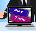Play Time Computer Show Playing And Entertainment For Children Stock Photo
