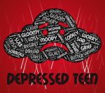 Depressed Word Indicates Sorrow Despair And Distress Stock Photo