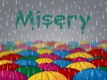 Misery Rain Shows Low Spirited And Dejected Stock Photo