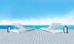 Beach Lounge With Sundeck On Sea View And Blue Sky Background-3d Stock Photo