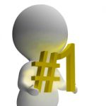Number One 3d Character Shows First Place Stock Photo