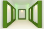 Green Frame In Gallery Stock Photo