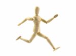 Wooden Figure Mannequin Running Stock Photo