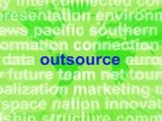 Outsource Word Cloud Shows Subcontract And Freelance Stock Photo