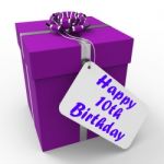 Happy 10th Birthday Gift Means Congratulations Age Ten Stock Photo