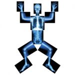 Jigsaw Human X-ray ( Whole Body : Head Skull Face Neck Spine Shoulder Arm Elbow Joint Forearm Wrist Hand Finger Chest Thorax Heart Lung Rib Abdomen Back Pelvis Hip Thigh Knee Leg Ankle Foot Heel Toe ) Stock Photo