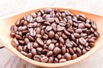 Coffee Bean In Bowl On Grunge Wood Background Stock Photo