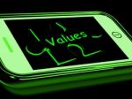 Values On Smartphone Showing Principles Stock Photo