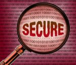 Secure Data Shows Protected Pc And Searches Stock Photo