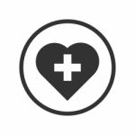 Linear Heart With Cross Icon -  Iconic Design Stock Photo