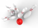 Bowling Strike Showing Skittles Game Success Stock Photo