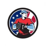 American Baseball Pitcher Usa Flag Icon Stock Photo