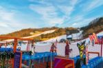 Skiing At Vivaldi Park Ski Resort Stock Photo