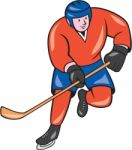 Ice Hockey Player With Stick Cartoon Stock Photo