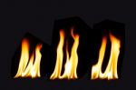 Burning Fire Flame On Black Background Stock Photo