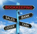 Bookkeeping Sign Means Sales Ledger Bank And Cash Stock Photo