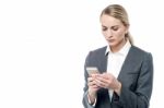 Businesswoman Staring Her Mobile Stock Photo