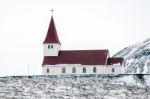View Of The Churh At Vik Iceland Stock Photo