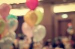 Blurred People In The Banquet Room Stock Photo