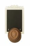 Vintage Slate Chalk Board With Brown Hat On The White Background Stock Photo