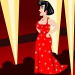 Lady In Red Stock Photo