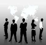 Business Team With World Background Stock Photo