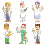 Doctor And Medical Person Cartoon Set Stock Photo