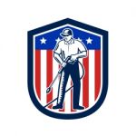American Pressure Washing Usa Flag Shield Retro Stock Photo