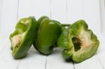 Fresh And Colorful Green Bell Peppers Stock Photo