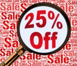Twenty Five Percent Off Shows 25% Discount 3d Rendering Stock Photo