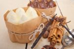 Chocolate Vanilla And Spices Cream Cake Dessert Stock Photo