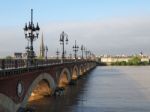 Pont De Pierre Spanning The River Garonne In Bordeaux Stock Photo