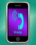 Voip On Phone Shows Voice Over Internet Protocol Or Ip Telephony Stock Photo