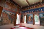 The Famous Beautiful Wall Murals In Wat Ubosatharam In Uthai Thani Stock Photo