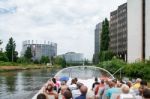 Boat Trip Along A Strasbourg Canal Stock Photo