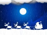 Reindeer Snow Indicates Father Christmas And Animal Stock Photo