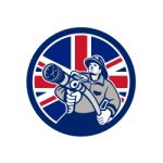 British Firefighter Union Jack Flag Icon Stock Photo