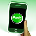 Panic Smartphone Means Anxiety Distress And Alarm Stock Photo
