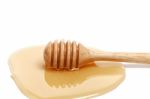 Honey Dipper Delicious White Background Closeup Sweet Healthy Stock Photo