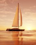 3d Rendering Of A Sailboat In The Ocean Stock Photo