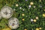 Glass Ball Ornaments On A Christmas Tree With Clipping Path Stock Photo