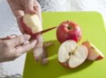 Hand Sliced Apples Peel Stock Photo