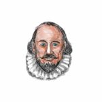 William Shakespeare Head Watercolor Stock Photo