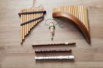 Set Of Wooden Flutes Stock Photo