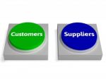 Customers Suppliers Buttons Shows Consumers Or Supplying Stock Photo
