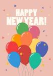 Happy New Year With Colorful Balloons Stock Photo