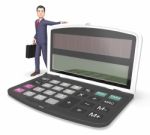 Calculator Businessman Indicates Entrepreneur Earnings And Figur Stock Photo