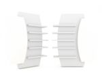 The Shelves Are Designed With Circular Features. White Label For Stock Photo