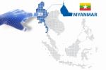 3d Finger Touch On Display Myanmar Map And Flag Stock Photo