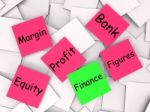 Finance Post-it Note Shows Equity Or Margin Stock Photo